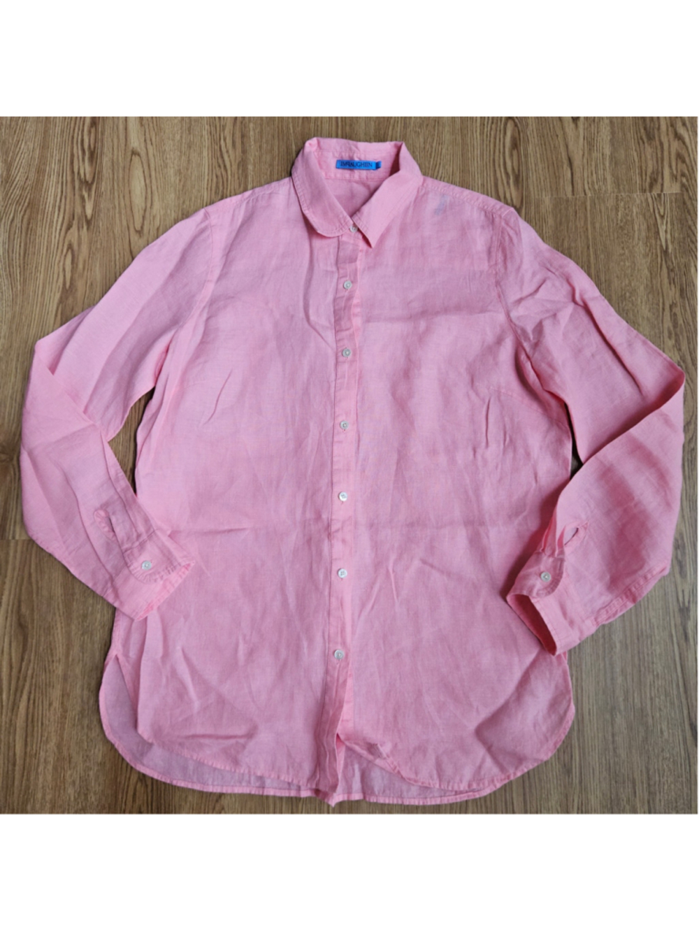 J. McLaughlin Pink Linen Blend Button Down Long Sleeve Womens Small